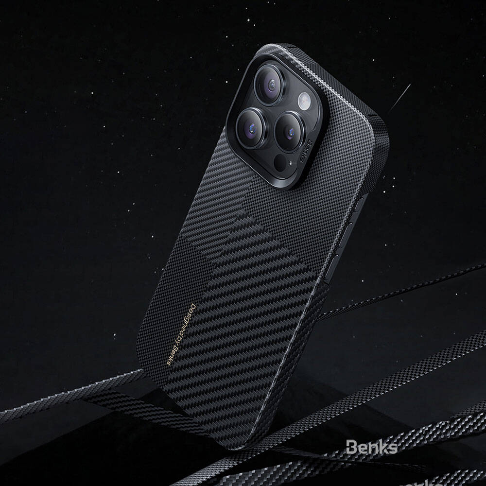 Apple iPhone 14 Pro Max Case M-safe Charging Carbon Fiber Benks Montage ArmorAir Kevlar Cover Black