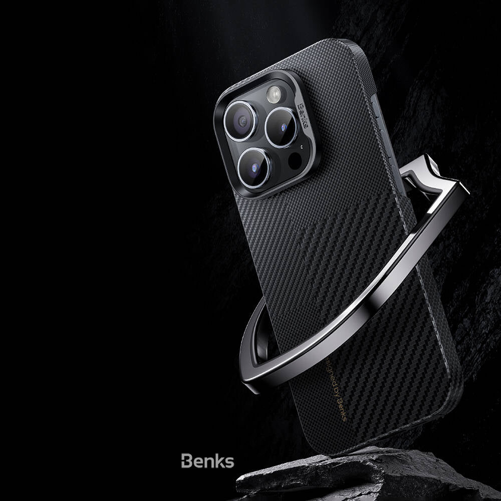 Apple iPhone 14 Pro Max Case M-safe Charging Carbon Fiber Benks Montage ArmorAir Kevlar Cover Black