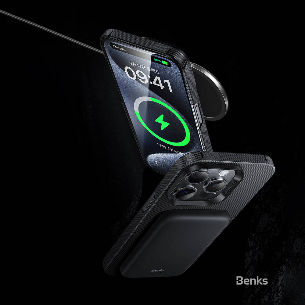 Apple iPhone 14 Pro Max Case M-safe Charging Carbon Fiber Benks Montage ArmorAir Kevlar Cover Black