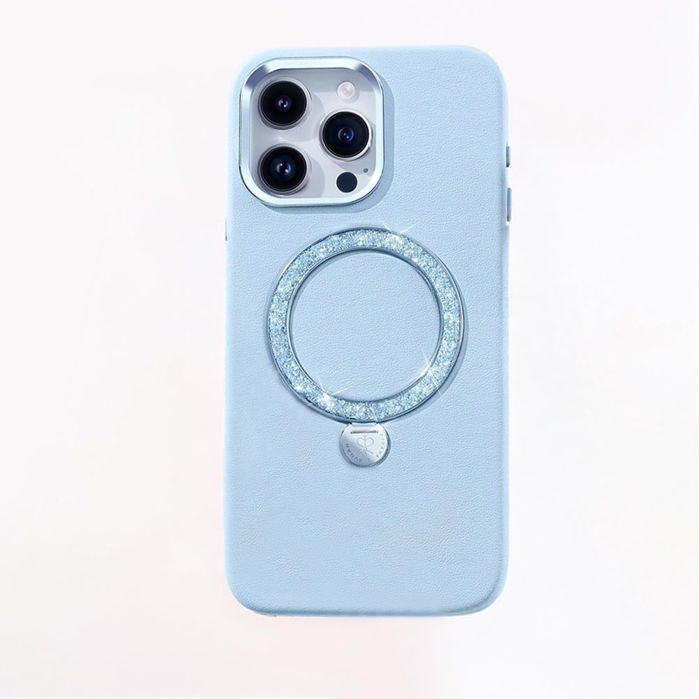 Apple iPhone 14 Pro Max Case M-safe Charging Feature Stand Faux Leather Design Pynana Dancing Circle Series Cover Lilac
