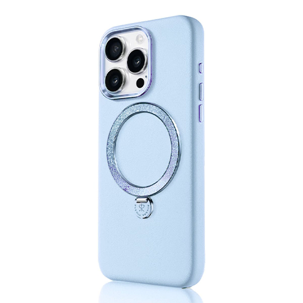 Apple iPhone 14 Pro Max Case M-safe Charging Feature Stand Faux Leather Design Pynana Dancing Circle Series Cover Lilac