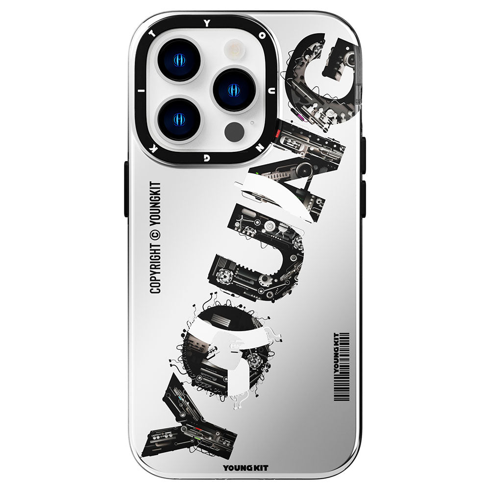 Apple iPhone 14 Pro Max Case M-safe Charging Feature Text Themed YoungKit Mechanic Series Cover Blue