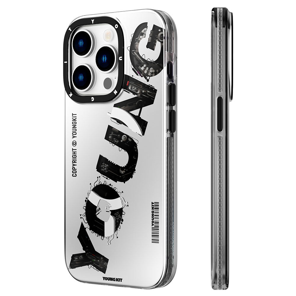 Apple iPhone 14 Pro Max Case M-safe Charging Feature Text Themed YoungKit Mechanic Series Cover Blue