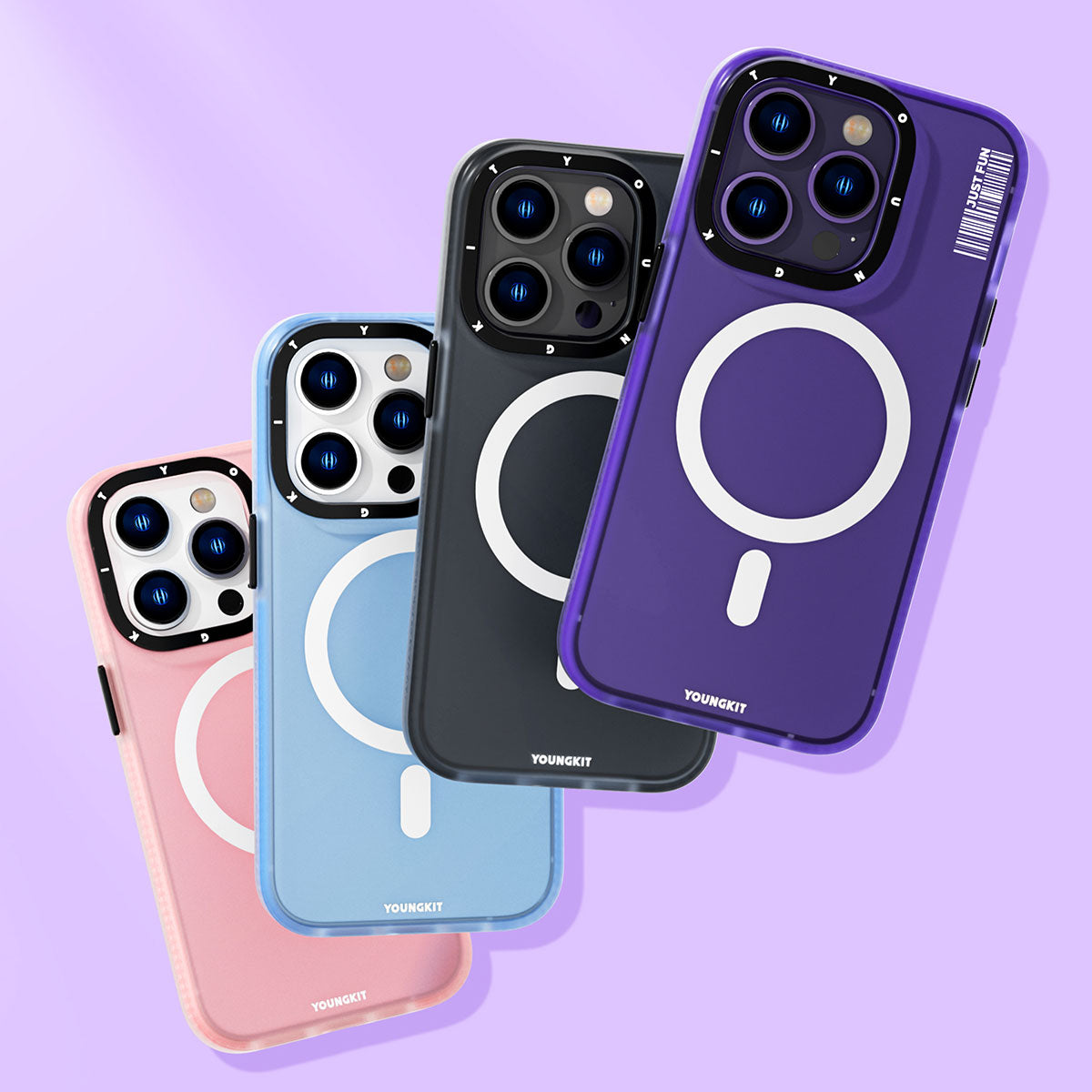 Apple iPhone 14 Pro Max Case M-safe Charging Feature Youngkit Colored Sand Series Cover Purple