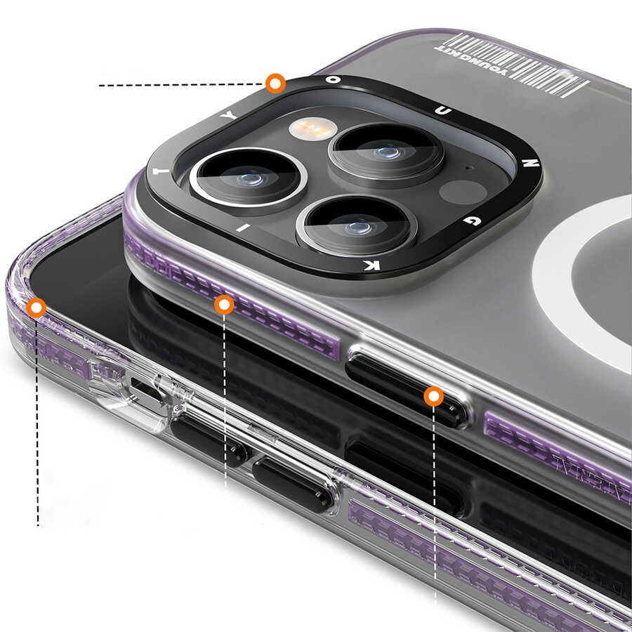 Apple iPhone 14 Pro Max Case M-safe Charging Feature Youngkit Jane Sand Series Cover Deep Purple