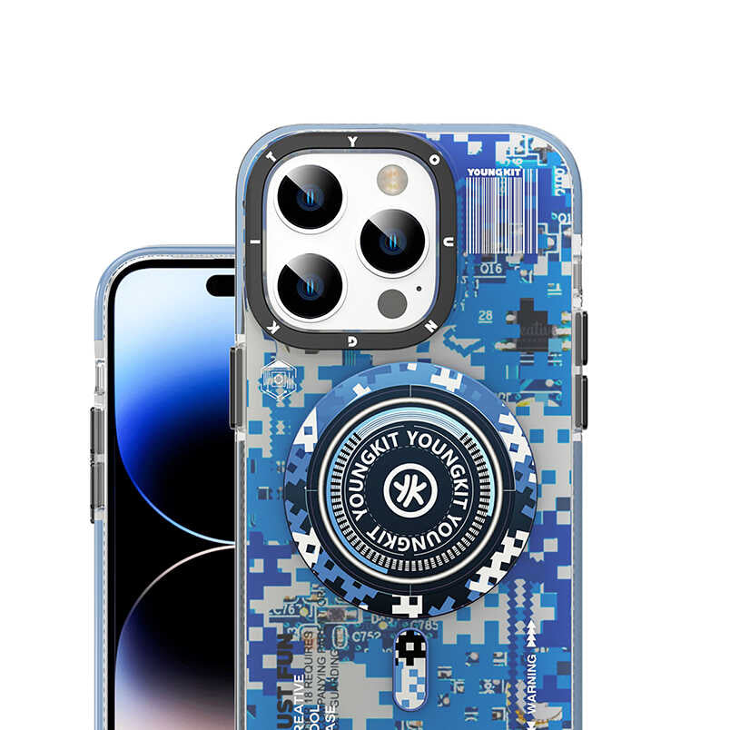 Apple iPhone 14 Pro Max Case M-safe Charging Feature YoungKit Camouflage Series Cover White