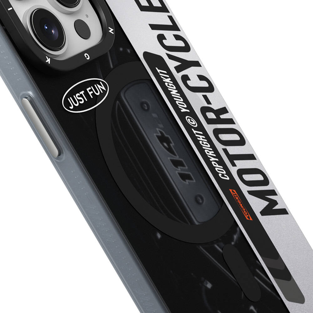 Apple iPhone 14 Pro Max Case M-safe Charging Feature Youngkit Motorcycle Legend Series Cover Black