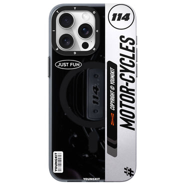 Apple iPhone 14 Pro Max Kılıf M-safe Şarj Özellikli Youngkit Motorcycle Legend Serisi Kapak Yeşil