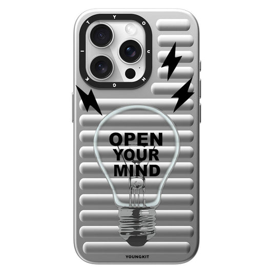Apple iPhone 14 Pro Max Kılıf M-safe Şarj Özellikli Youngkit Open Mind Serisi Kapak Gümüş