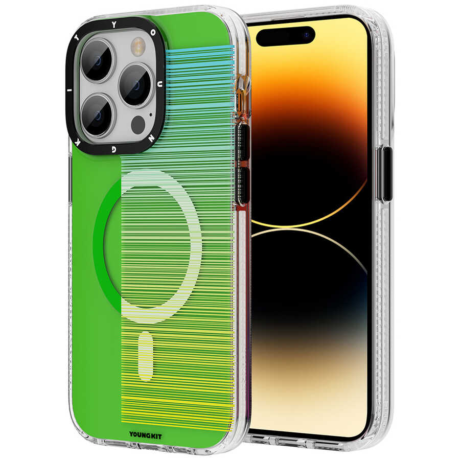 Apple iPhone 14 Pro Max Case M-safe Charging Feature Youngkit Pure Series Cover Green