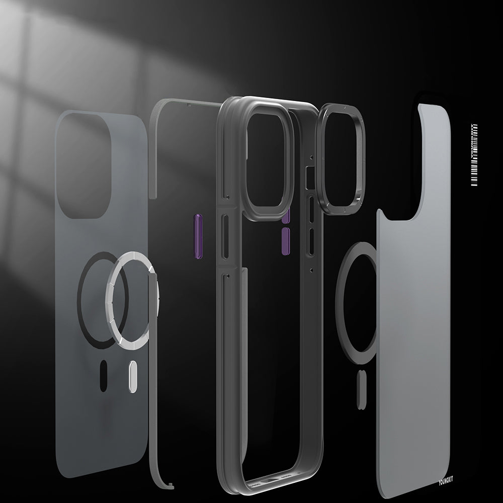 Apple iPhone 14 Pro Max Case M-safe Charging Feature Youngkit Rock Sand Series Cover Deep Purple
