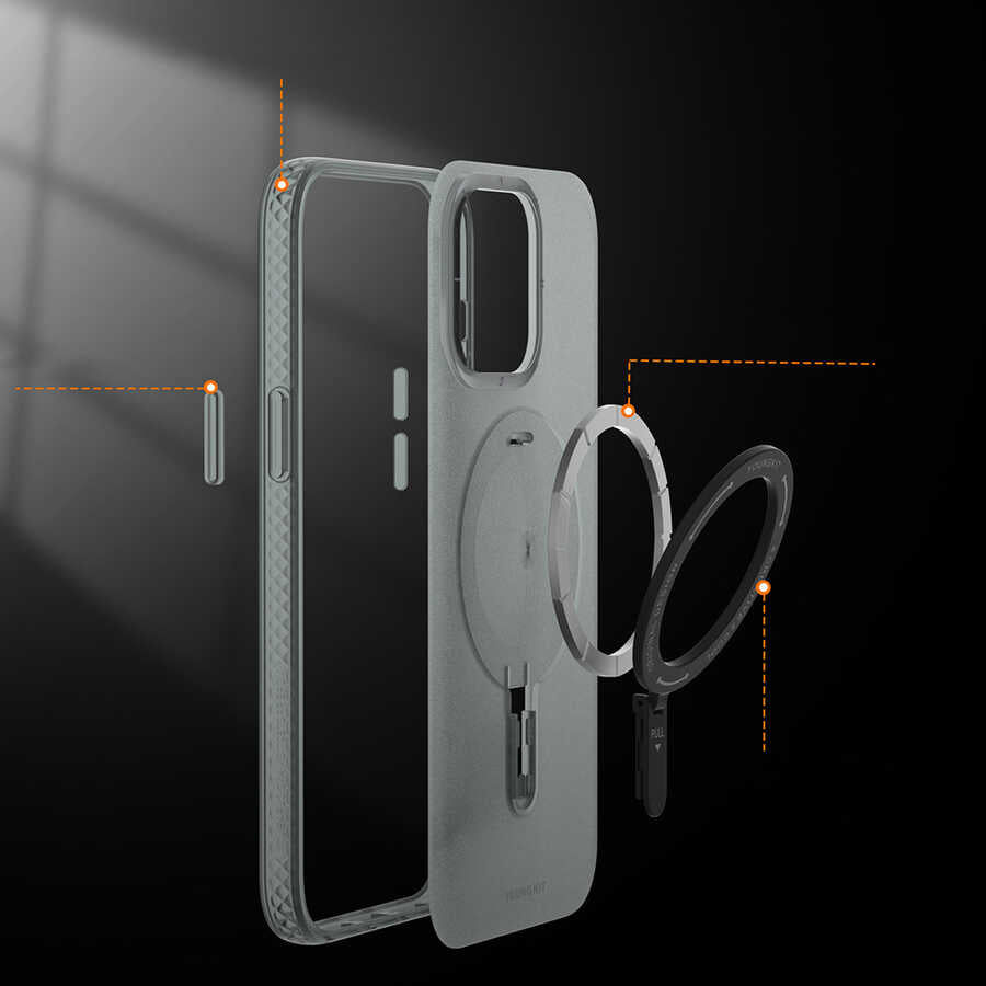 Apple iPhone 14 Pro Max Case M-safe Charging Feature Youngkit Rock Series Cover Black