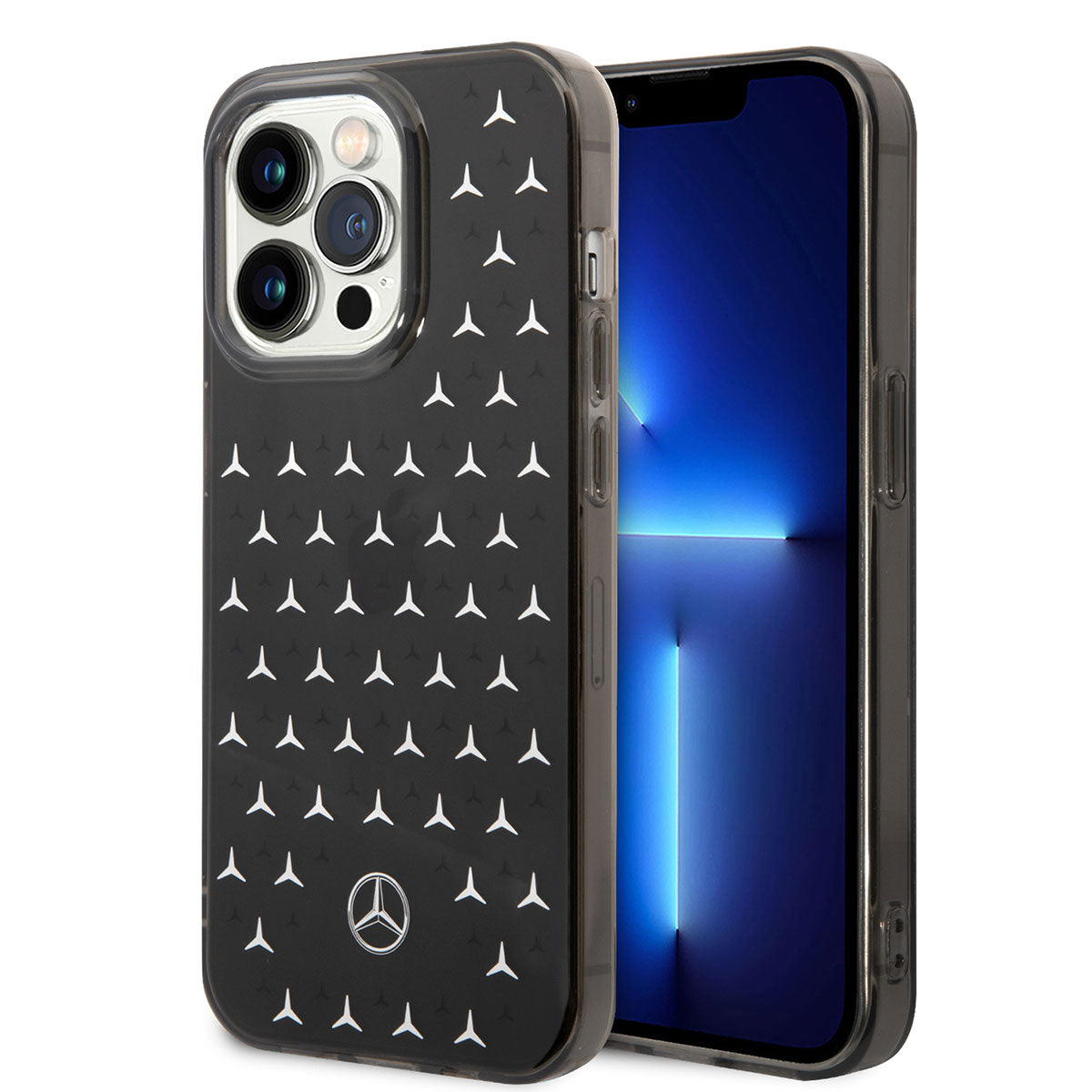 Apple iPhone 14 Pro Max Case Mercedes Benz Dual Layer Star Pattern Design Cover Black-Blue