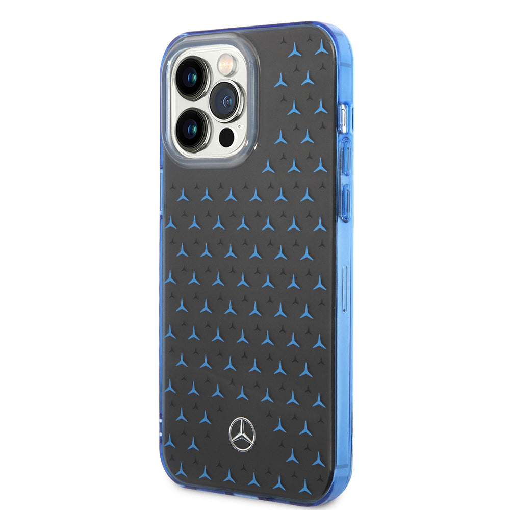 Apple iPhone 14 Pro Max Case Mercedes Benz Dual Layer Star Pattern Design Cover Black-Blue
