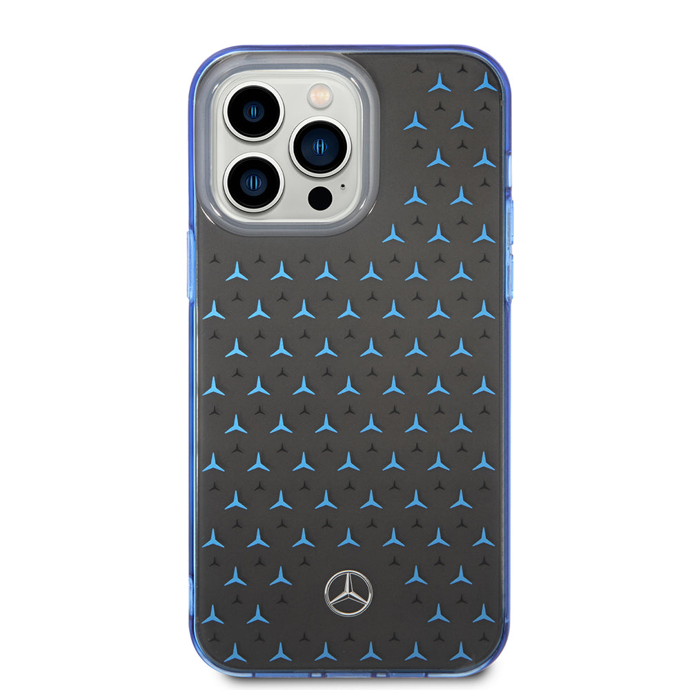 Apple iPhone 14 Pro Max Case Mercedes Benz Dual Layer Star Pattern Design Cover Black-Silver