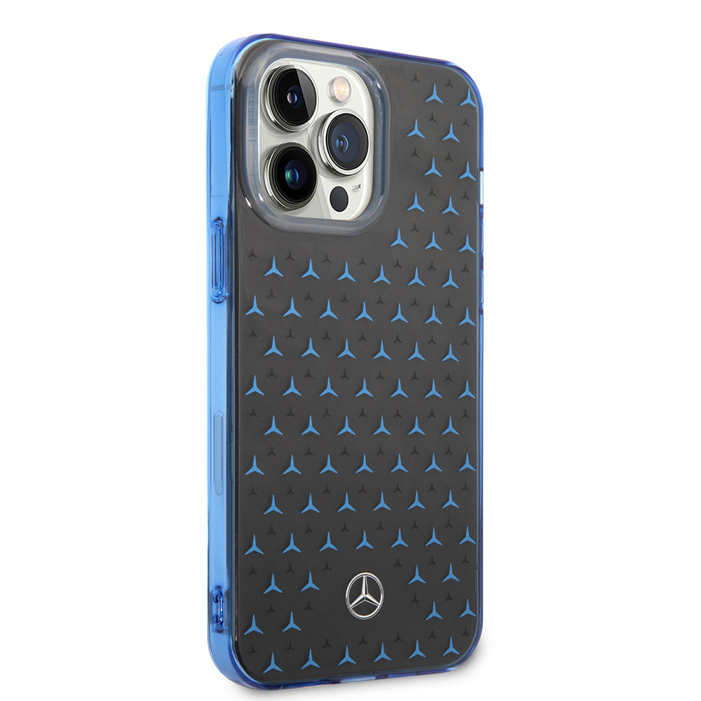 Apple iPhone 14 Pro Max Case Mercedes Benz Dual Layer Star Pattern Design Cover Black-Silver
