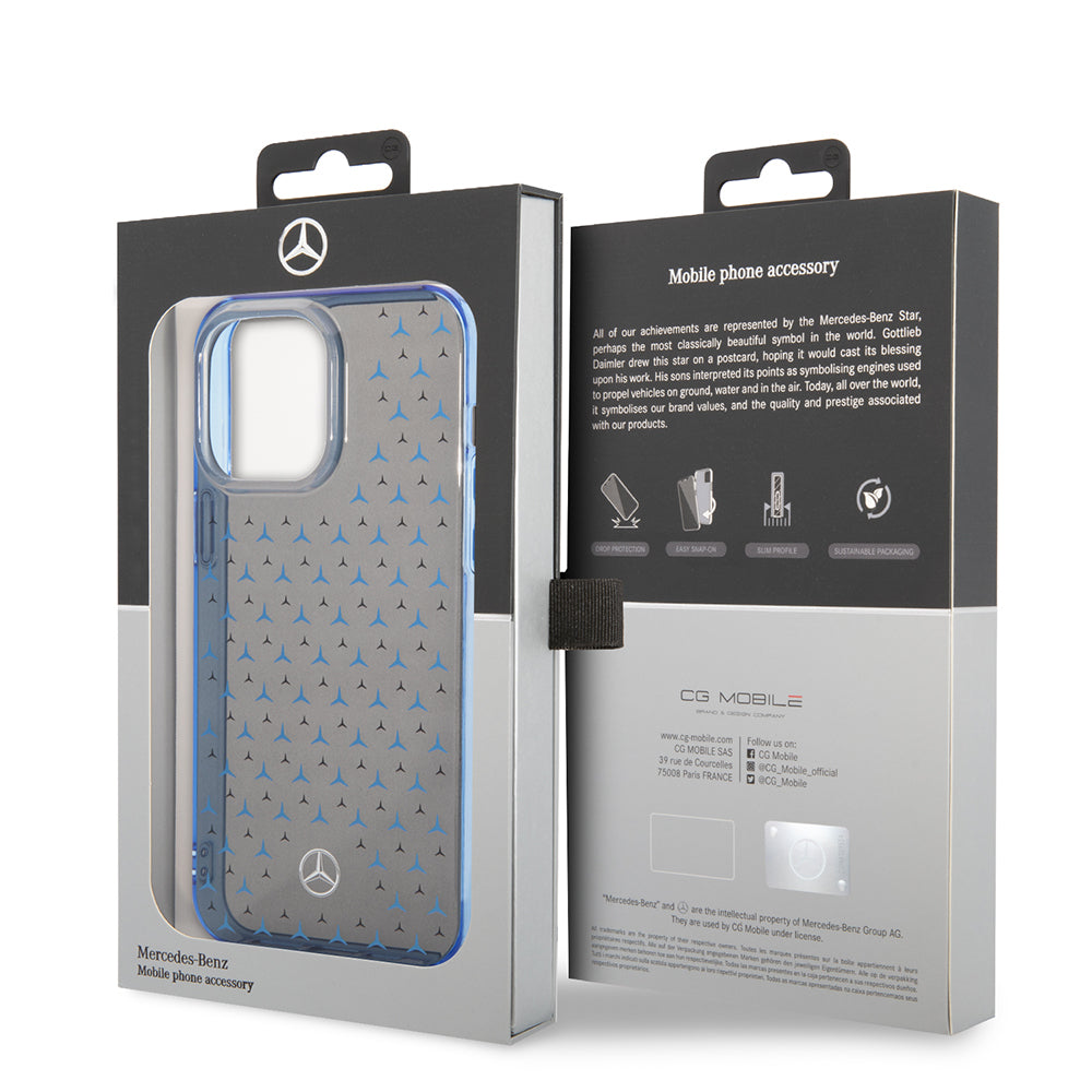 Apple iPhone 14 Pro Max Case Mercedes Benz Dual Layer Star Pattern Design Cover Black-Silver