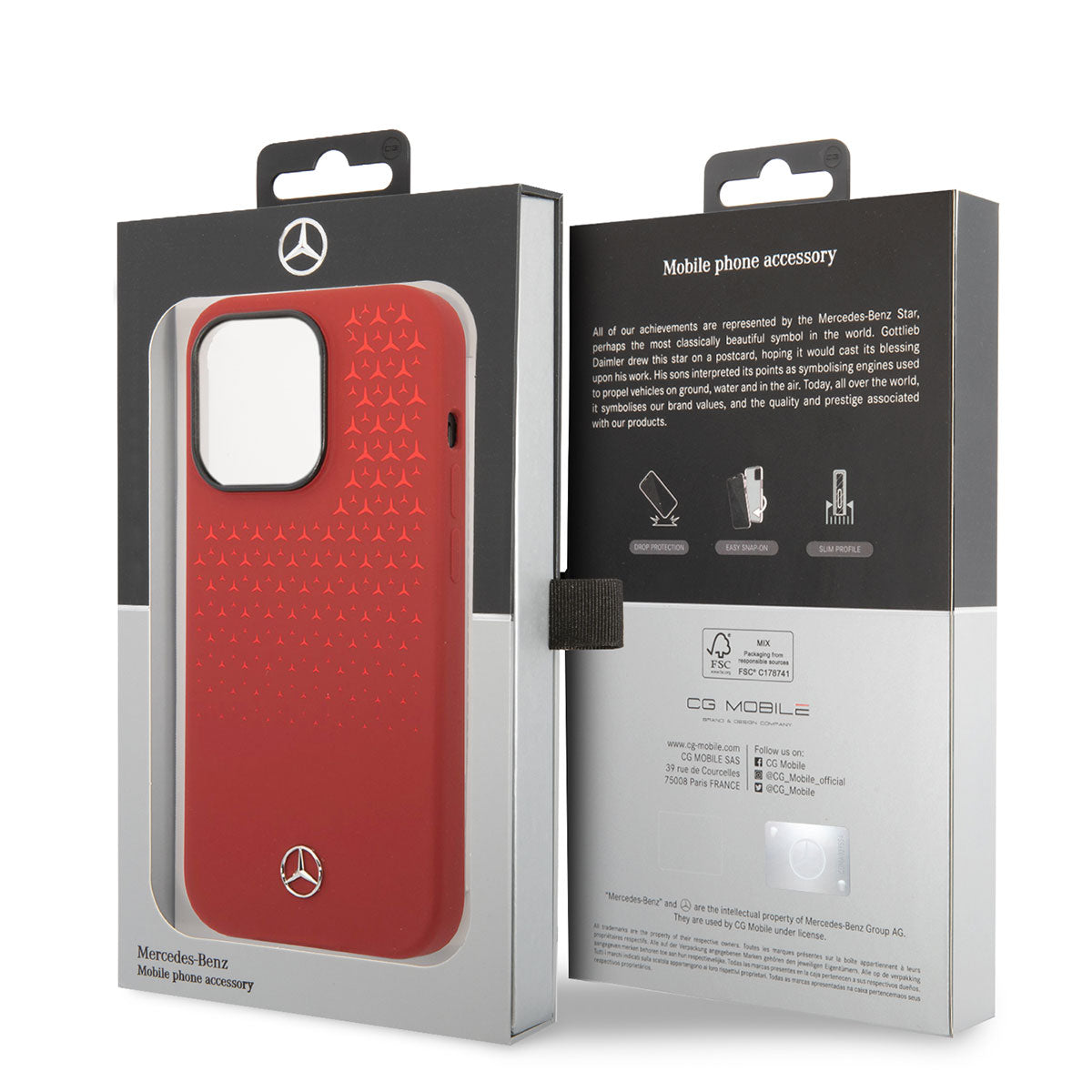 Apple iPhone 14 Pro Max Case Mercedes Benz Vertical Gradient Starry Silicone Cover Red