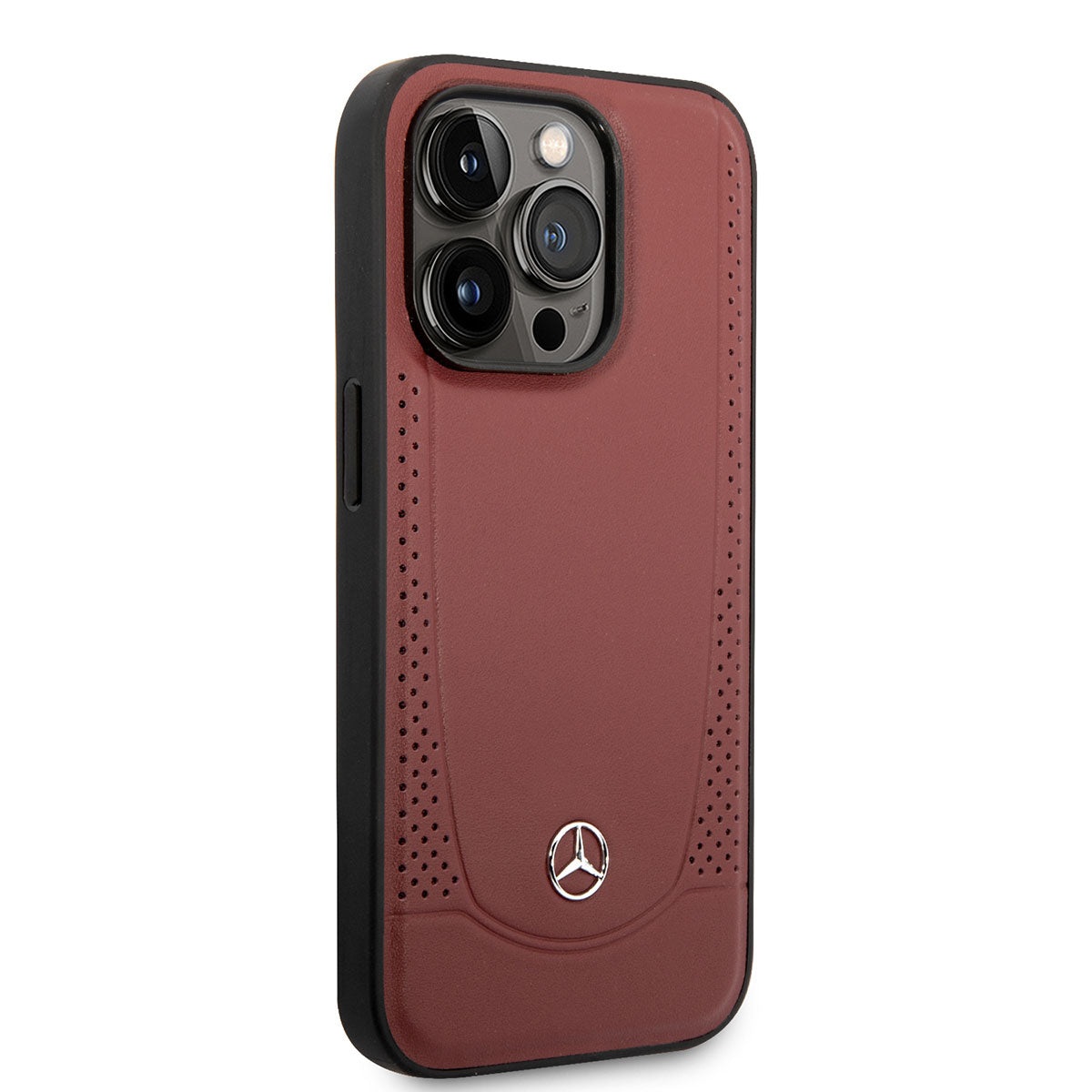 Apple iPhone 14 Pro Max Case Mercedes Benz M-safe Charging Feature Urban Leather Cover Red