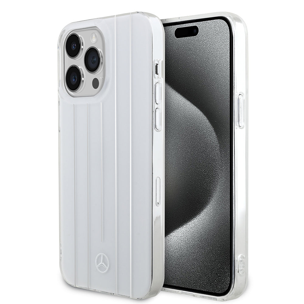 Apple iPhone 14 Pro Max Kılıf Mercedes Benz Orjinal Lisanslı New Urban 3 Sert PC Paralel Çizgi Desenli Kapak Siyah