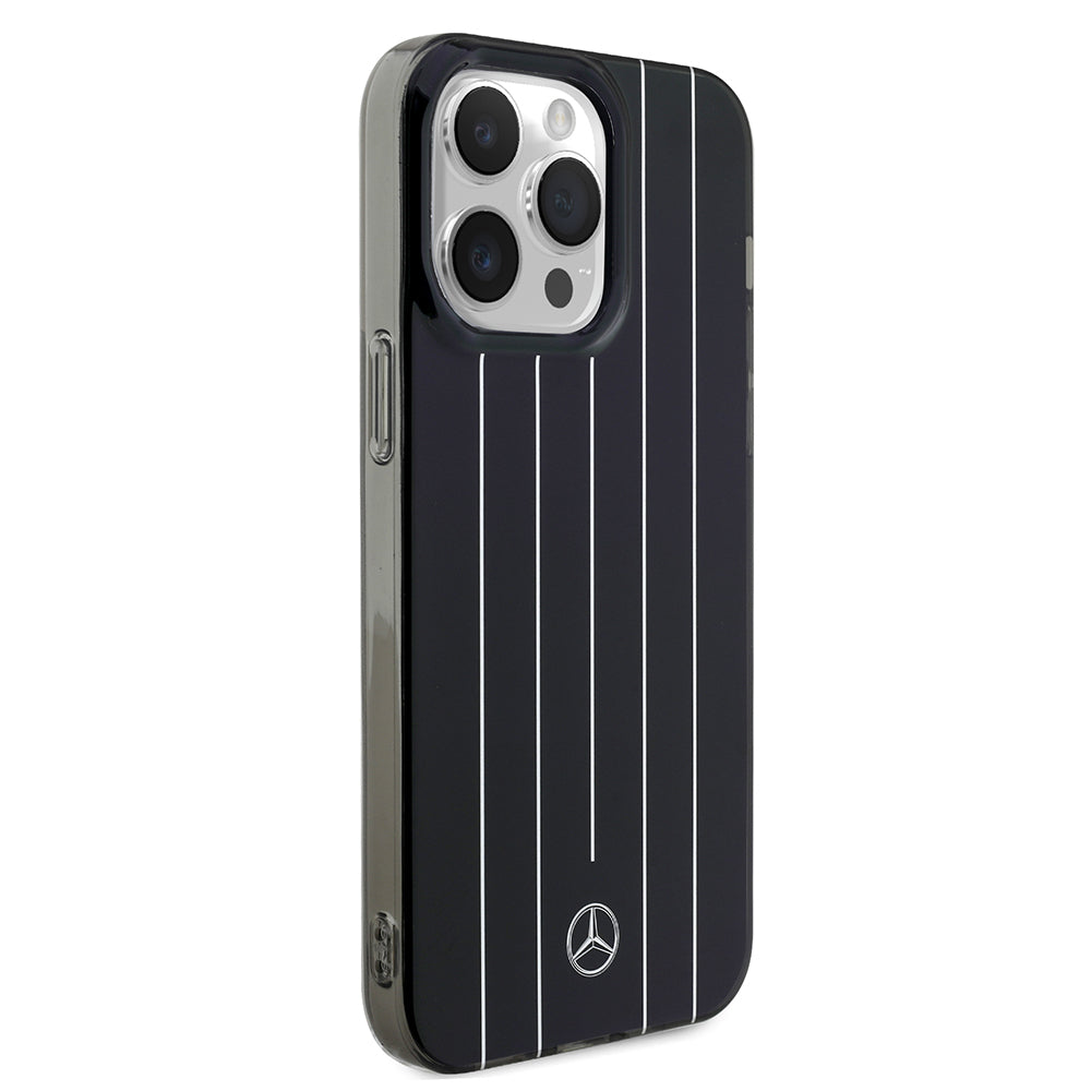 Apple iPhone 14 Pro Max Kılıf Mercedes Benz Orjinal Lisanslı New Urban 3 Sert PC Paralel Çizgi Desenli Kapak Siyah