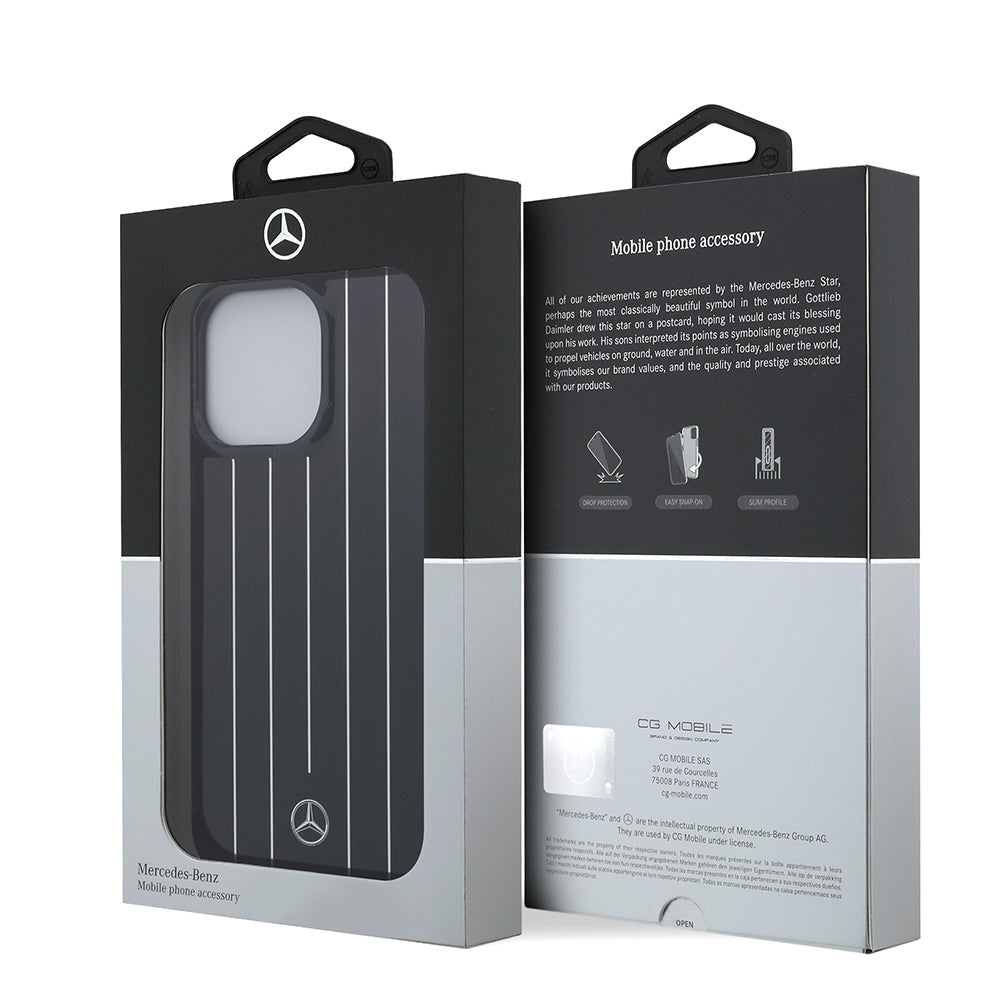 Apple iPhone 14 Pro Max Kılıf Mercedes Benz Orjinal Lisanslı New Urban 3 Sert PC Paralel Çizgi Desenli Kapak Beyaz