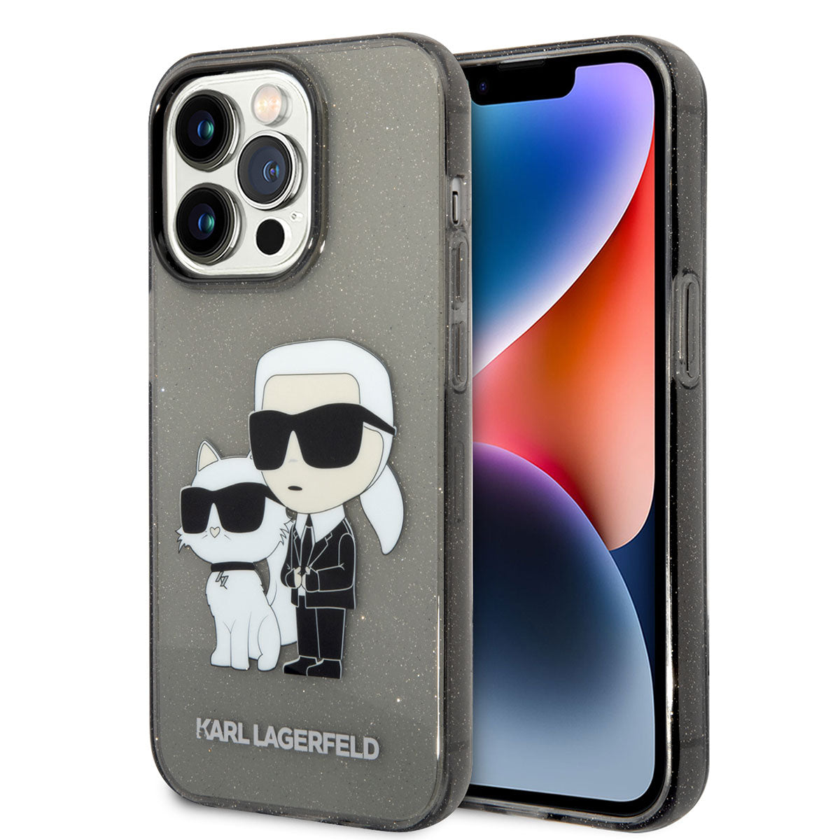 Apple iPhone 14 Pro Max Case Karl Lagerfeld Transparent Glitter K&C Design Cover Colorless