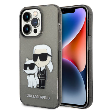 Apple iPhone 14 Pro Max Kılıf Karl Lagerfeld Transparan Simli K&C Dizayn Kapak Renksiz