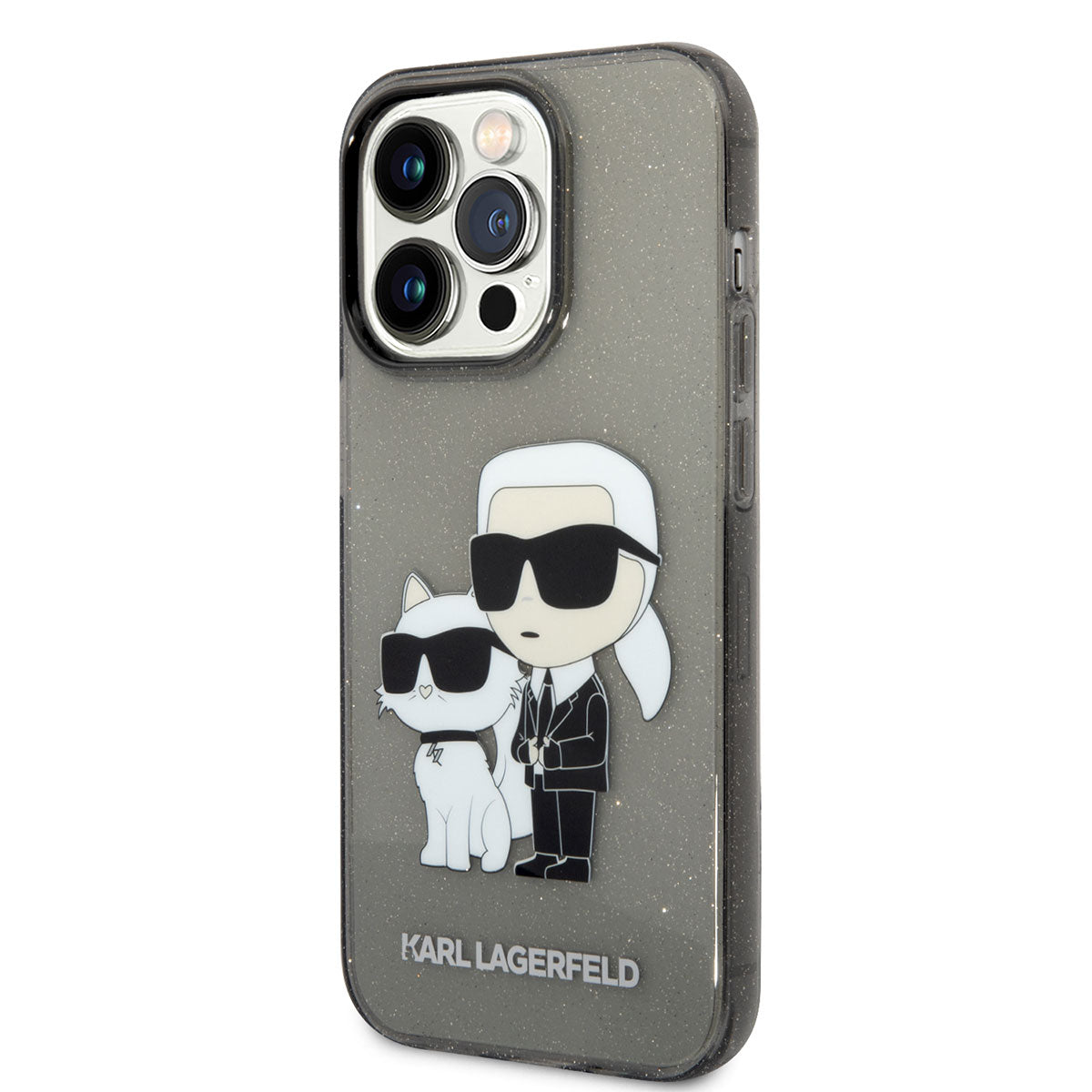 Apple iPhone 14 Pro Max Case Karl Lagerfeld Transparent Glitter K&C Design Cover Colorless
