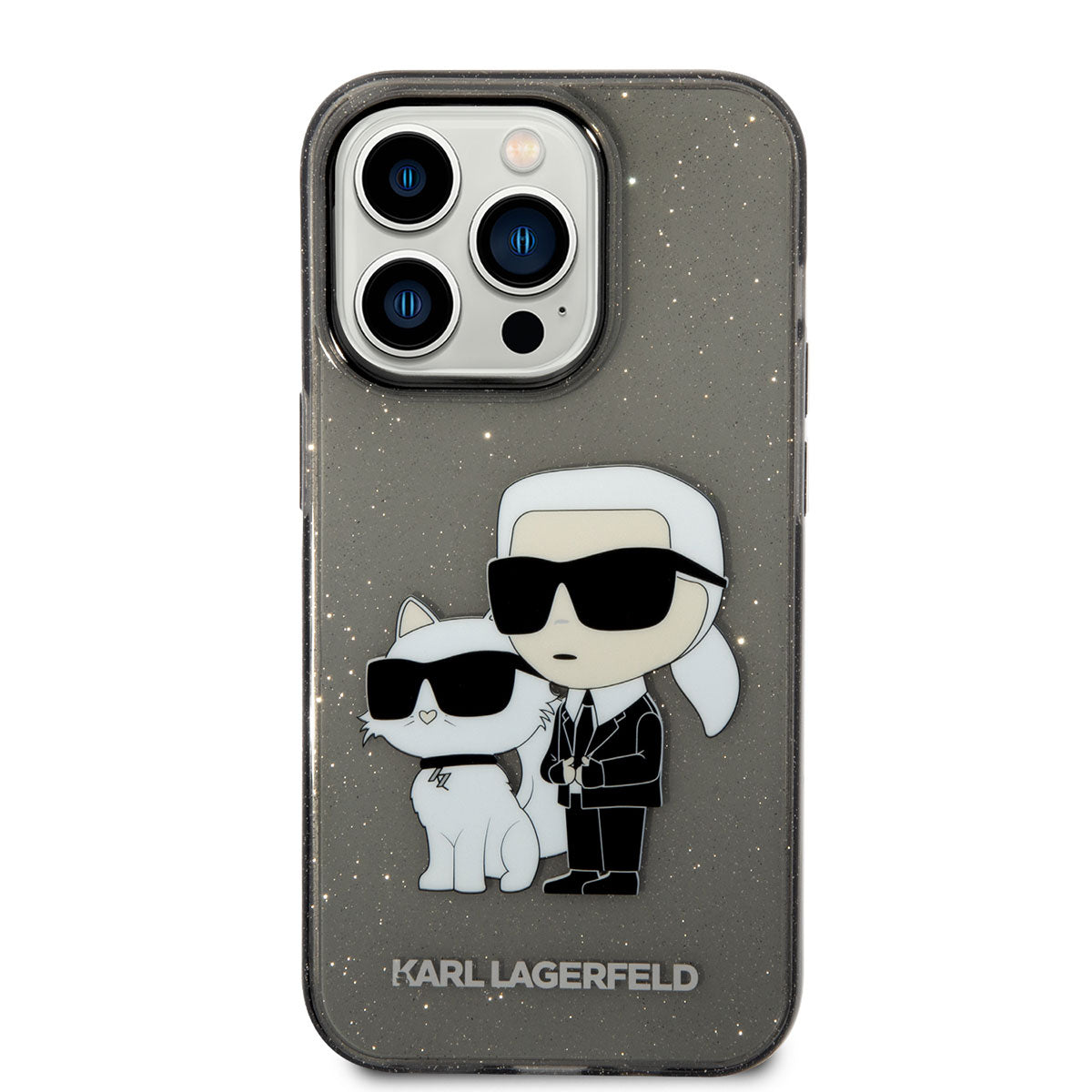 Apple iPhone 14 Pro Max Case Karl Lagerfeld Transparent Glitter K&C Design Cover Colorless