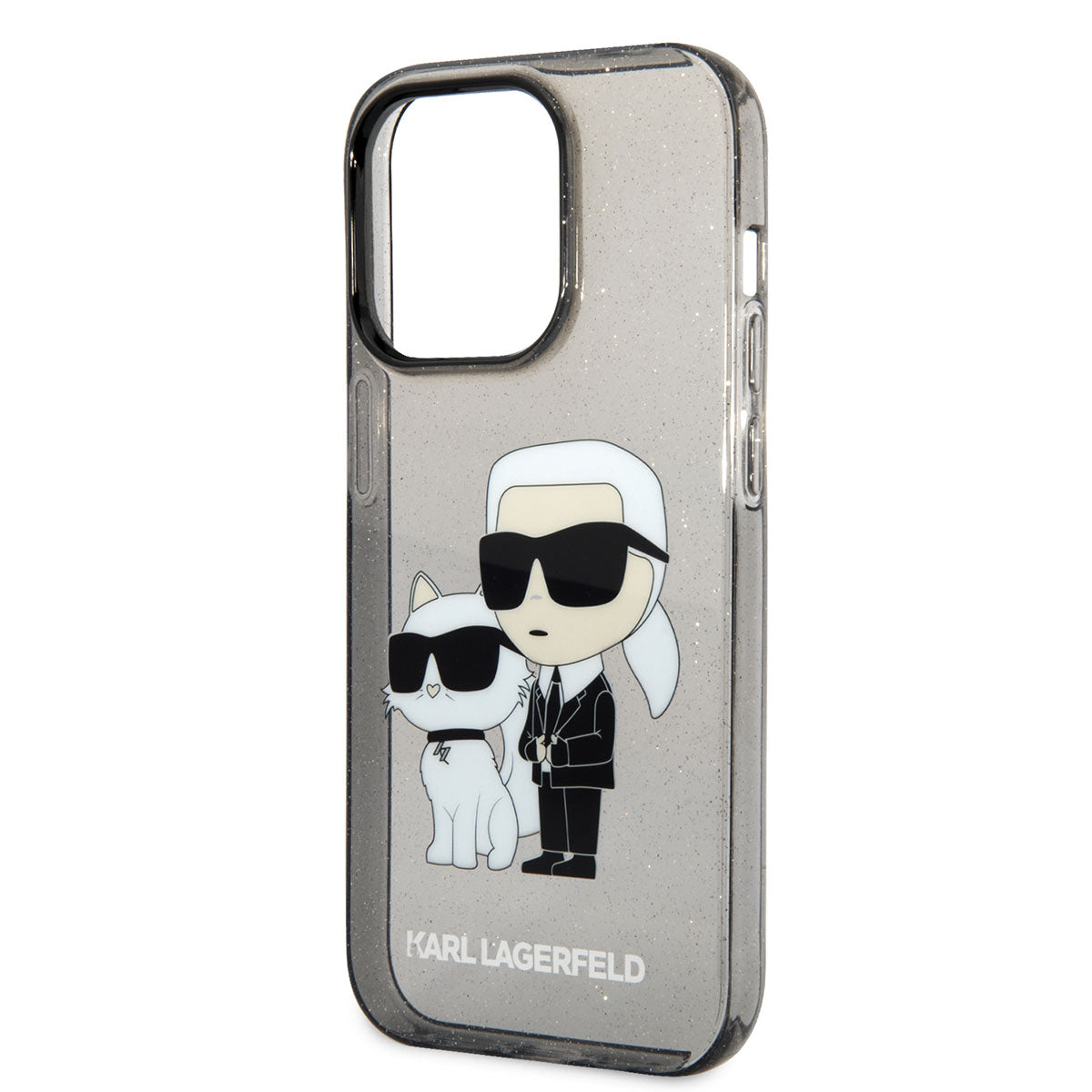 Apple iPhone 14 Pro Max Case Karl Lagerfeld Transparent Glitter K&C Design Cover Colorless