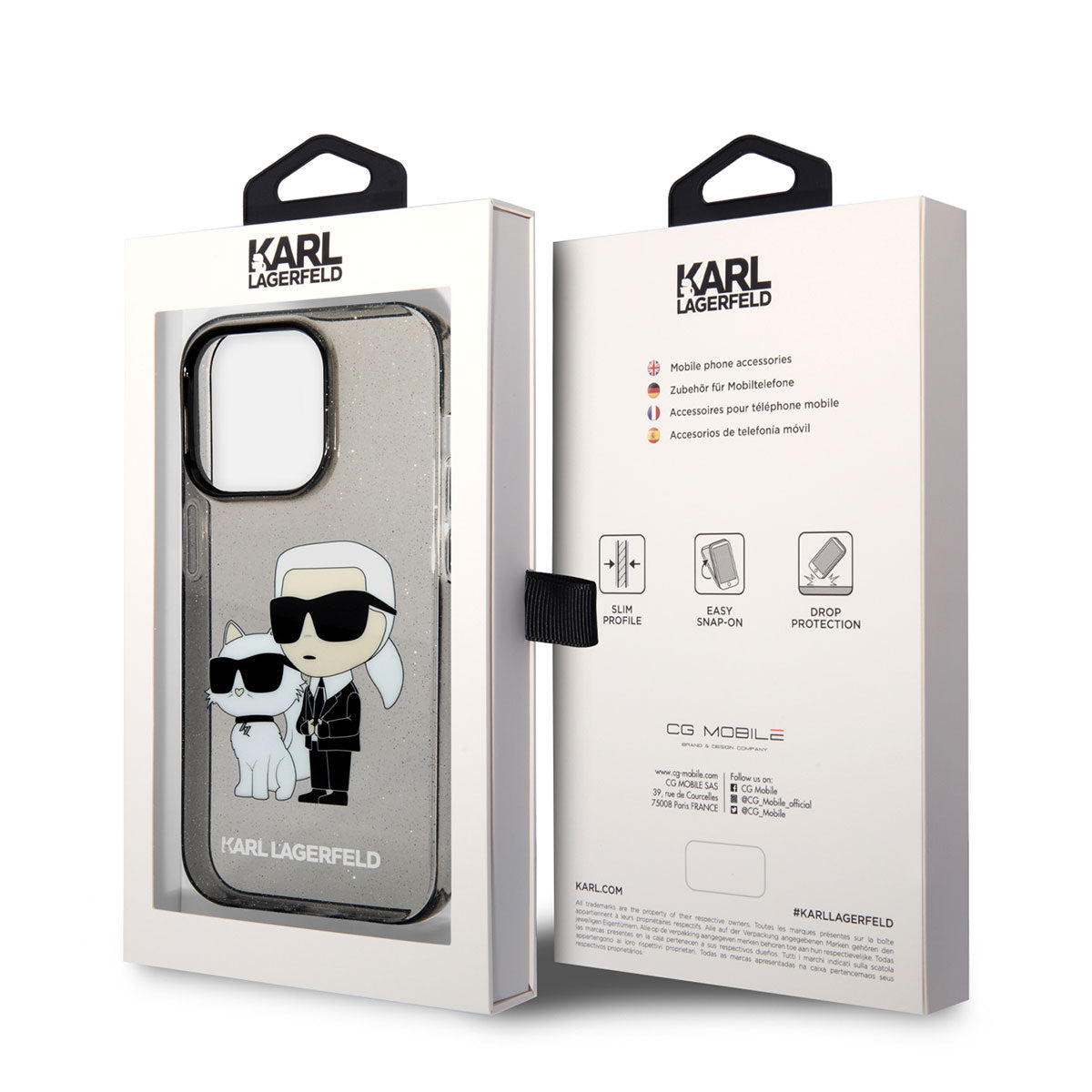 Apple iPhone 14 Pro Max Case Karl Lagerfeld Transparent Glitter K&C Design Cover Colorless