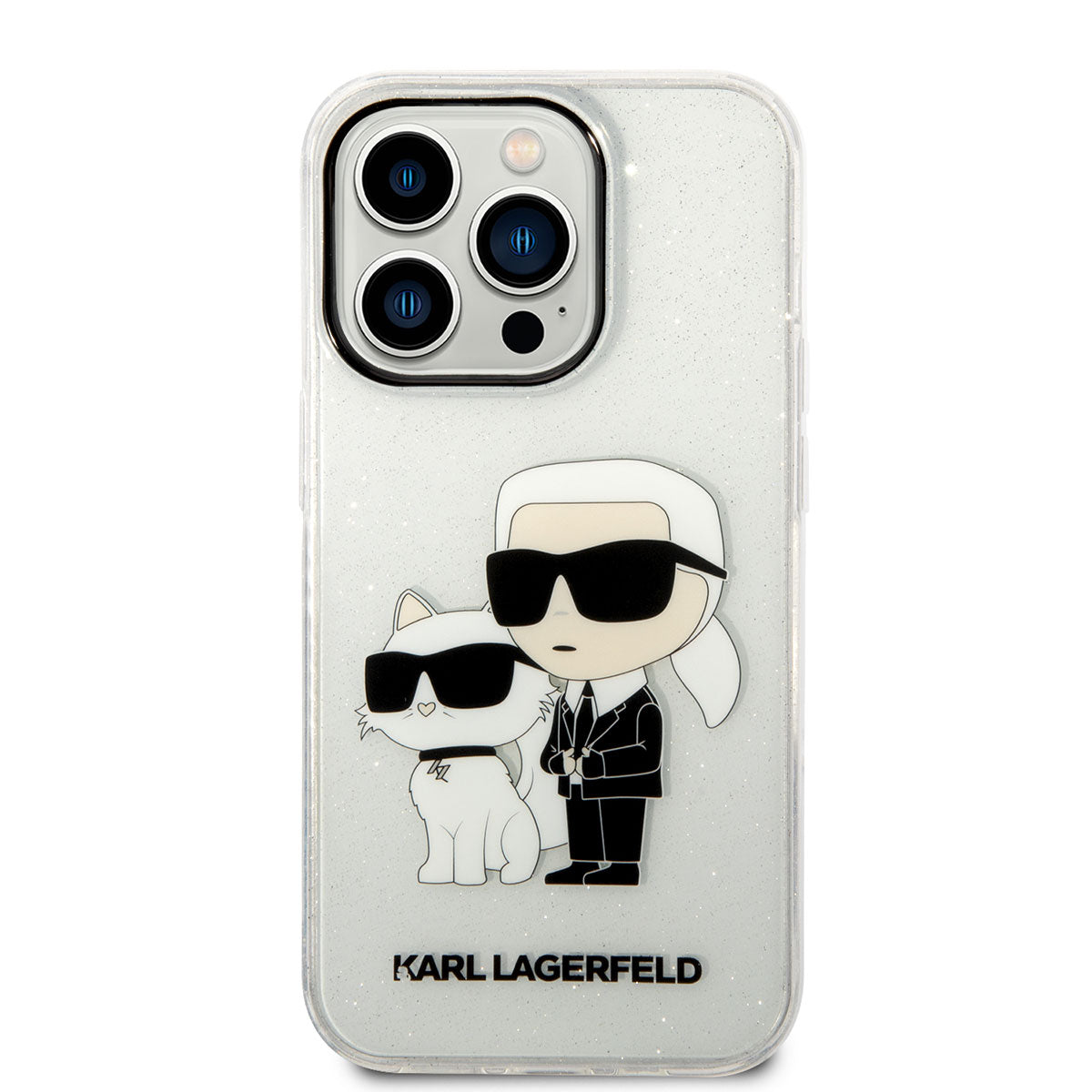Apple iPhone 14 Pro Max Case Karl Lagerfeld Transparent Glitter K&C Design Cover Colorless