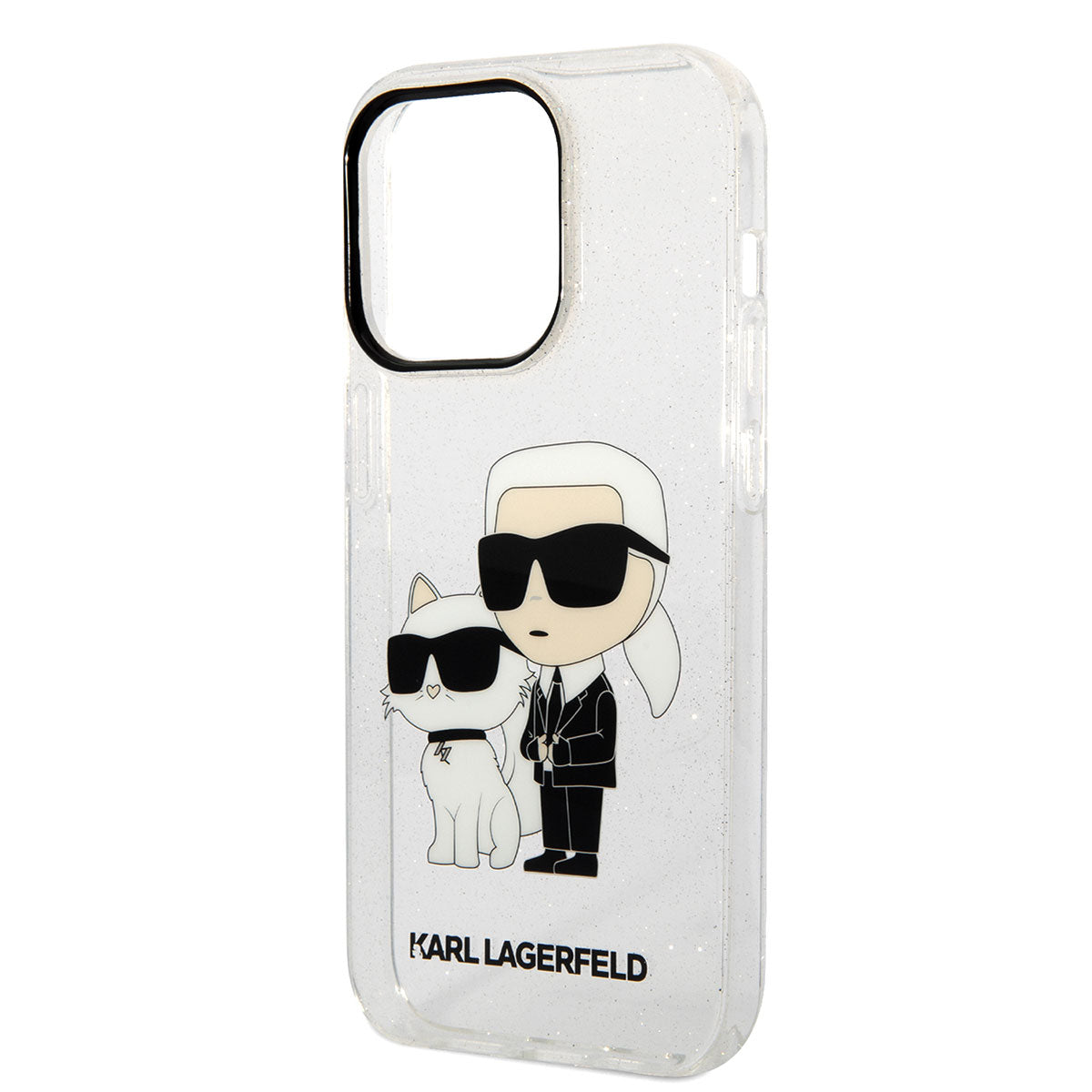 Apple iPhone 14 Pro Max Case Karl Lagerfeld Transparent Glitter K&C Design Cover Colorless
