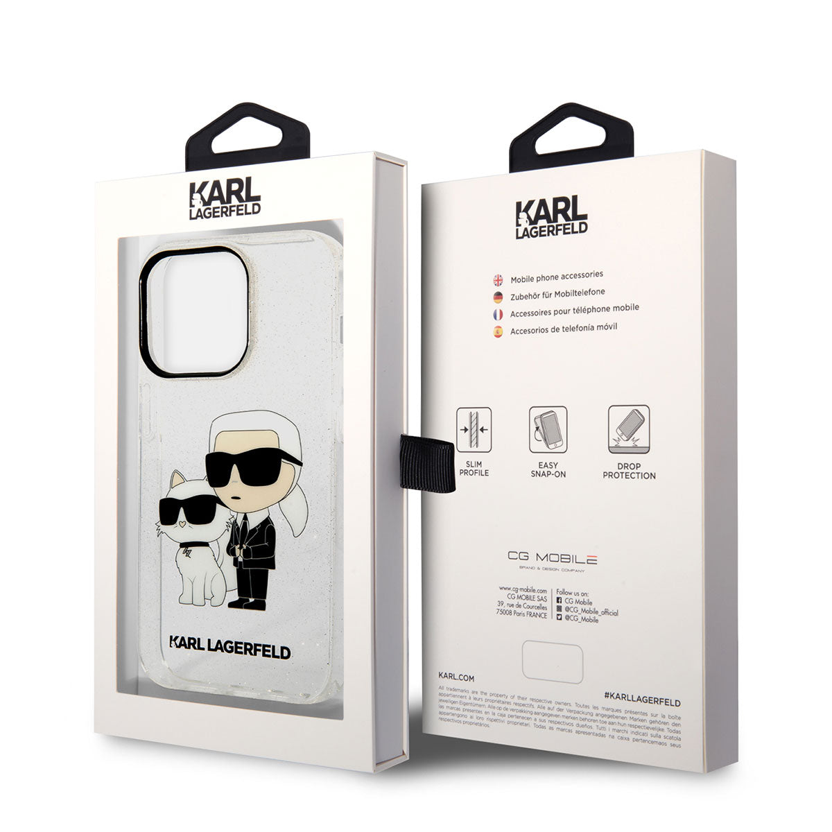 Apple iPhone 14 Pro Max Case Karl Lagerfeld Transparent Glitter K&C Design Cover Colorless