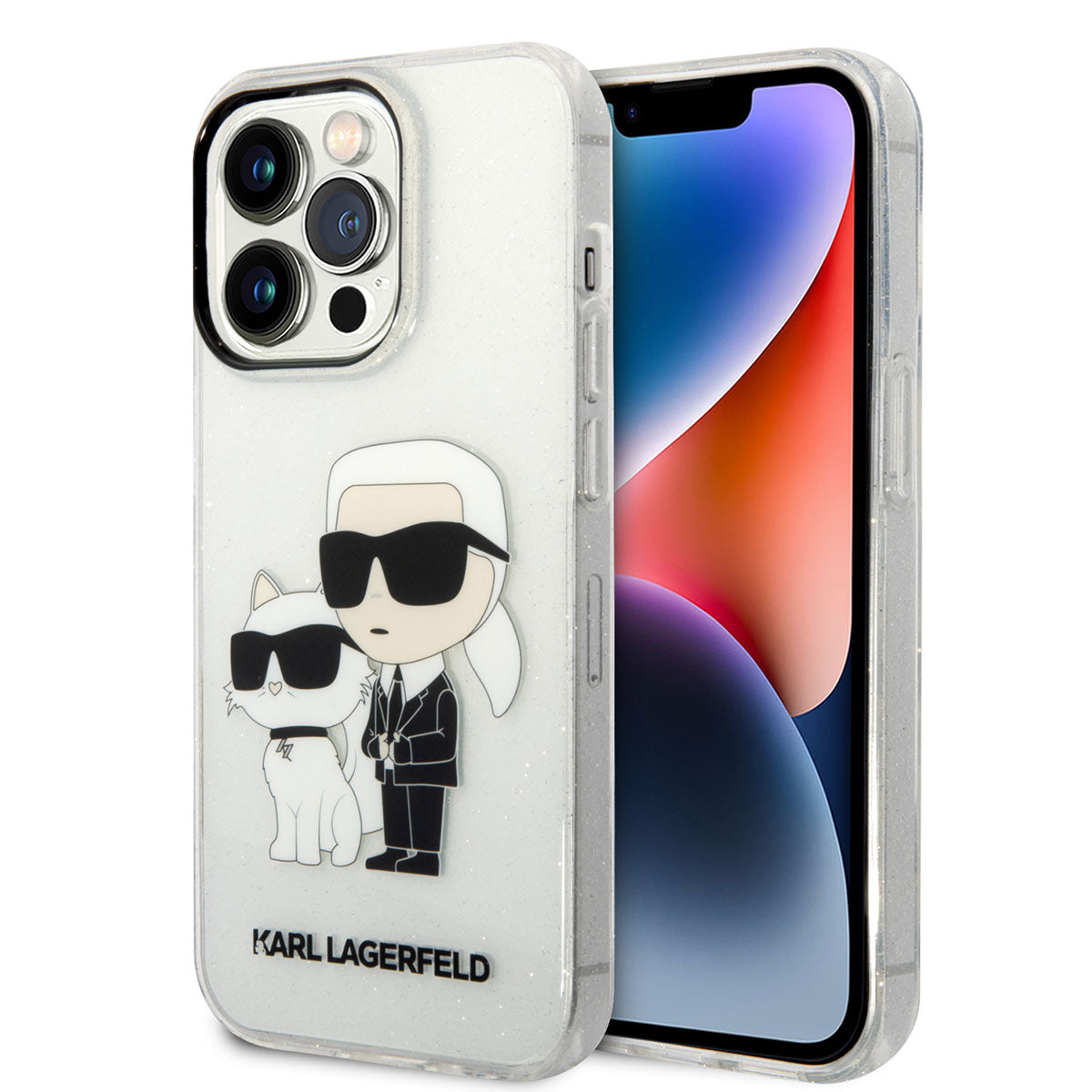Apple iPhone 14 Pro Max Case Karl Lagerfeld Transparent Glitter K&C Design Cover Colorless