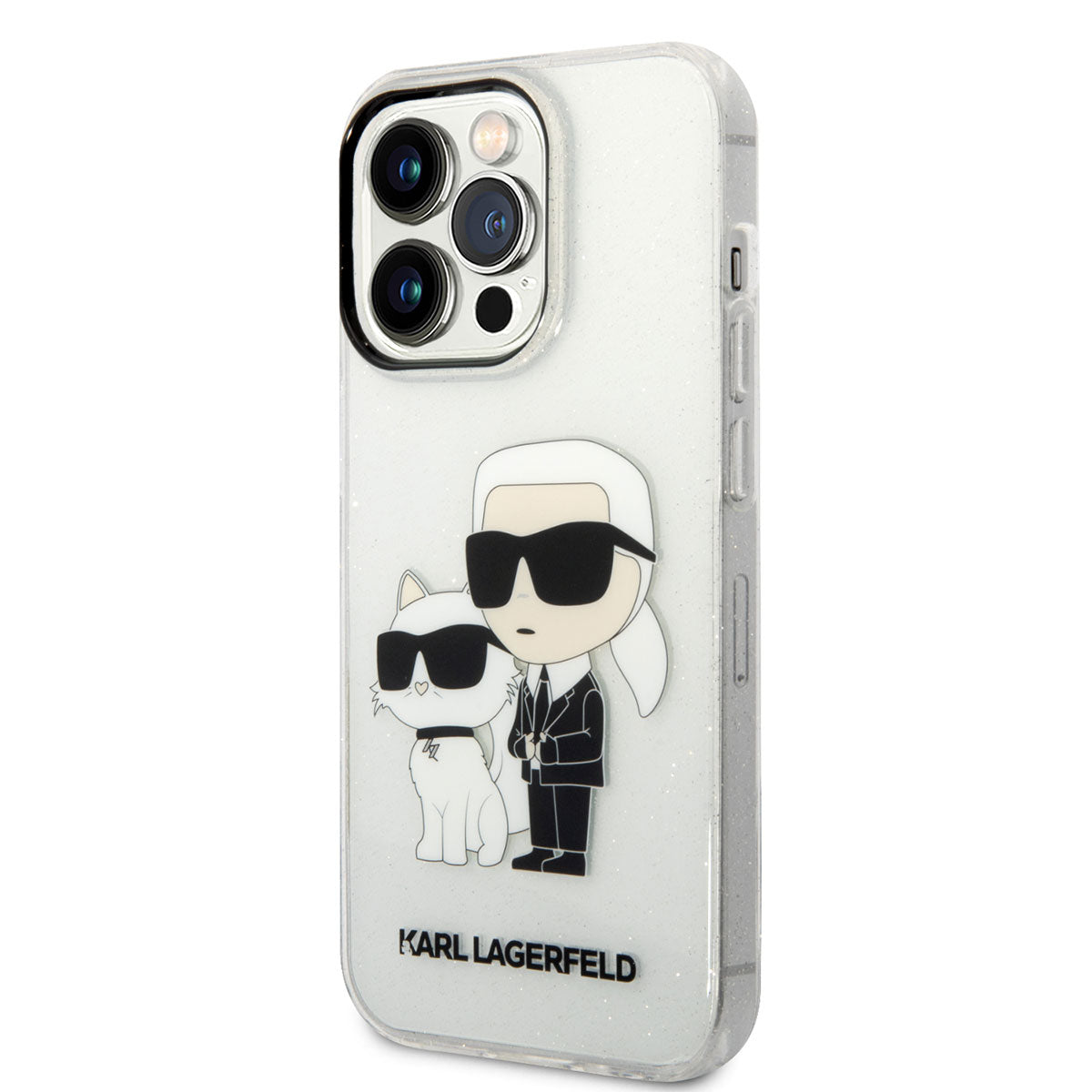 Apple iPhone 14 Pro Max Case Karl Lagerfeld Transparent Glitter K&C Design Cover Colorless