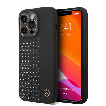 Apple iPhone 14 Pro Max Kılıf Mercedes Benz Yatay Gradient Yıldızlı Silikon Kapak Siyah