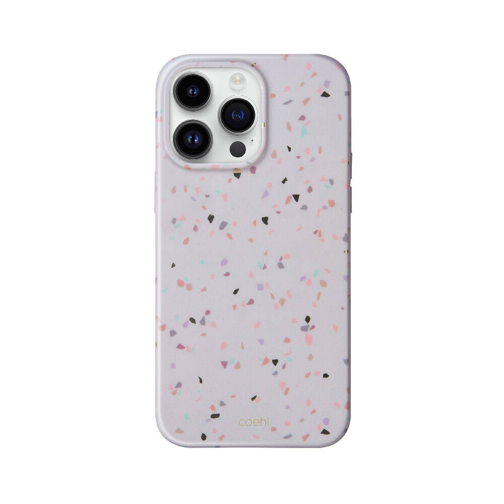 Apple iPhone 14 Pro Max Case Mosaic Patterned Coehl Terrazzo Cover Gray