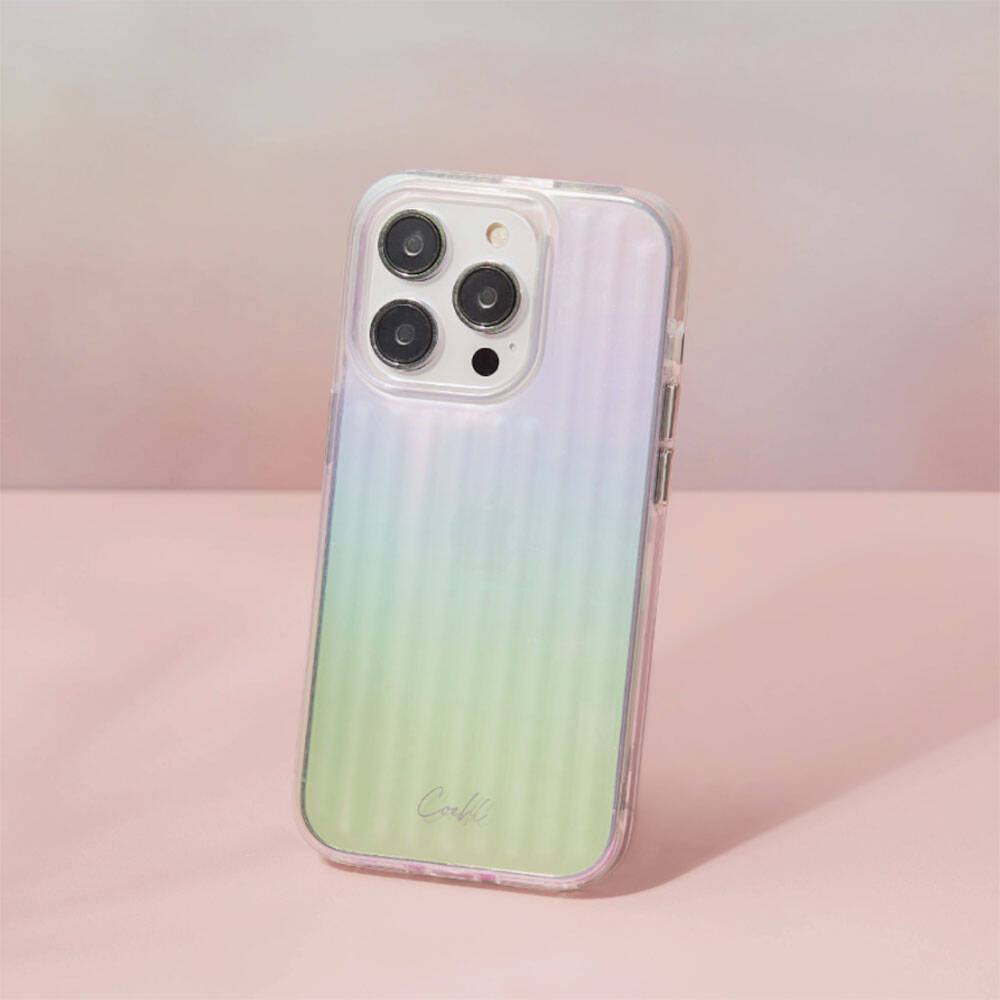 Apple iPhone 14 Pro Max Kılıf Parlayan Arka Yüzey Coehl Linear Kapak Mor