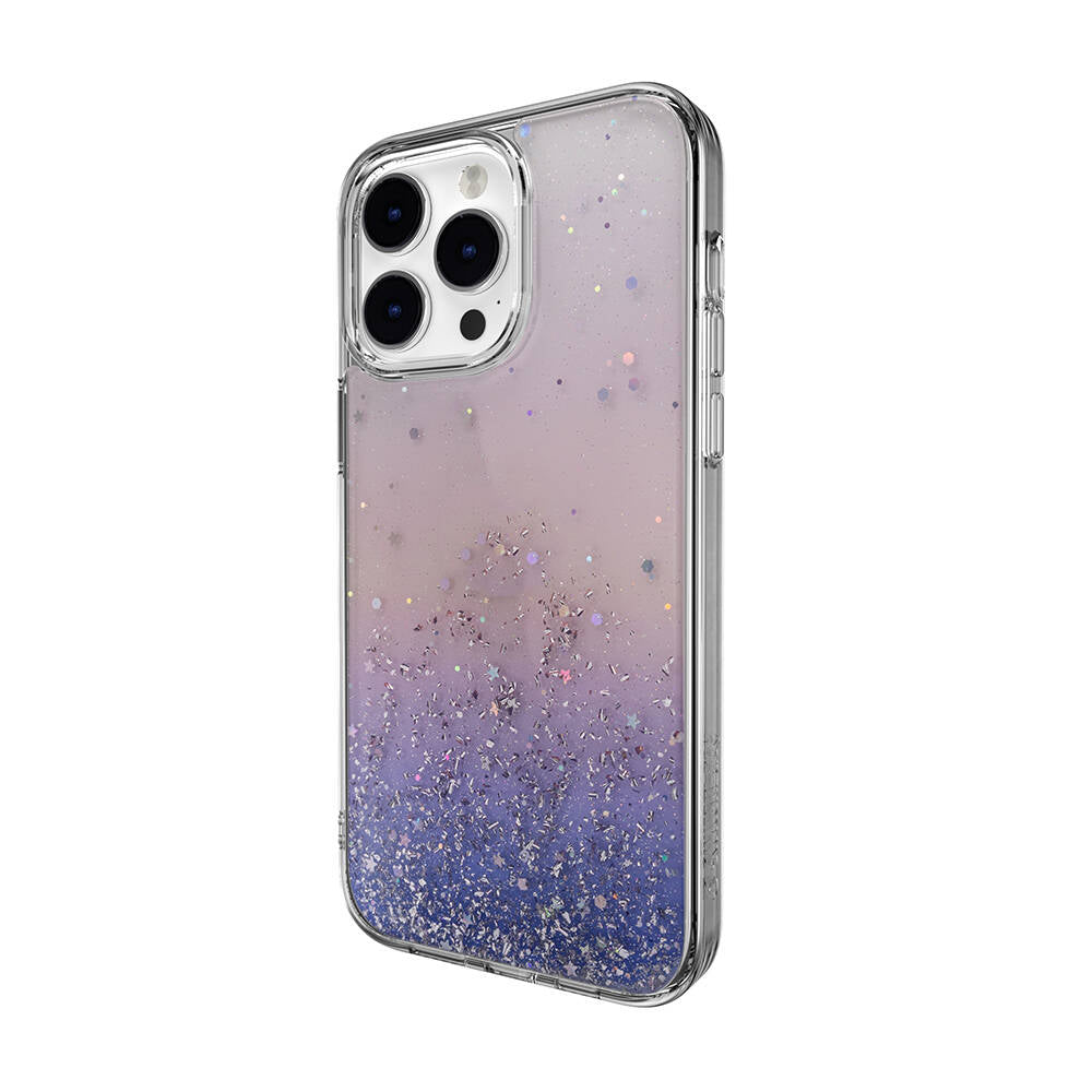 Apple iPhone 14 Pro Max Kılıf Parlayan Simli Şeffaf Lisanslı Switcheasy Starfield Kapak Renksiz