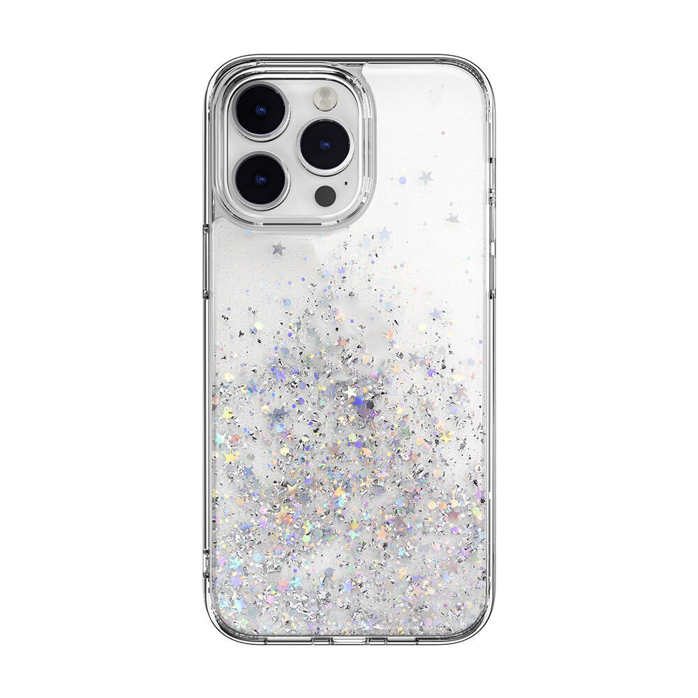 Apple iPhone 14 Pro Max Kılıf Parlayan Simli Şeffaf Lisanslı Switcheasy Starfield Kapak Renksiz