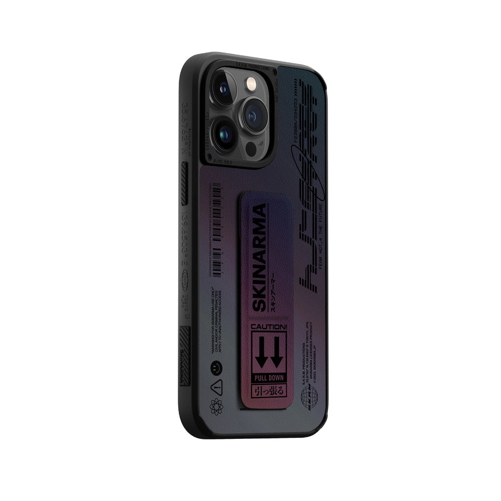 Apple iPhone 14 Pro Max Case SkinArma Holographic Design Stand Leather Look Kira Kobai Cover Colorful