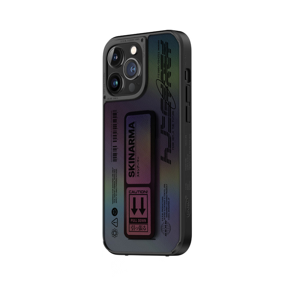 Apple iPhone 14 Pro Max Case SkinArma Holographic Design Stand Leather Look Kira Kobai Cover Colorful