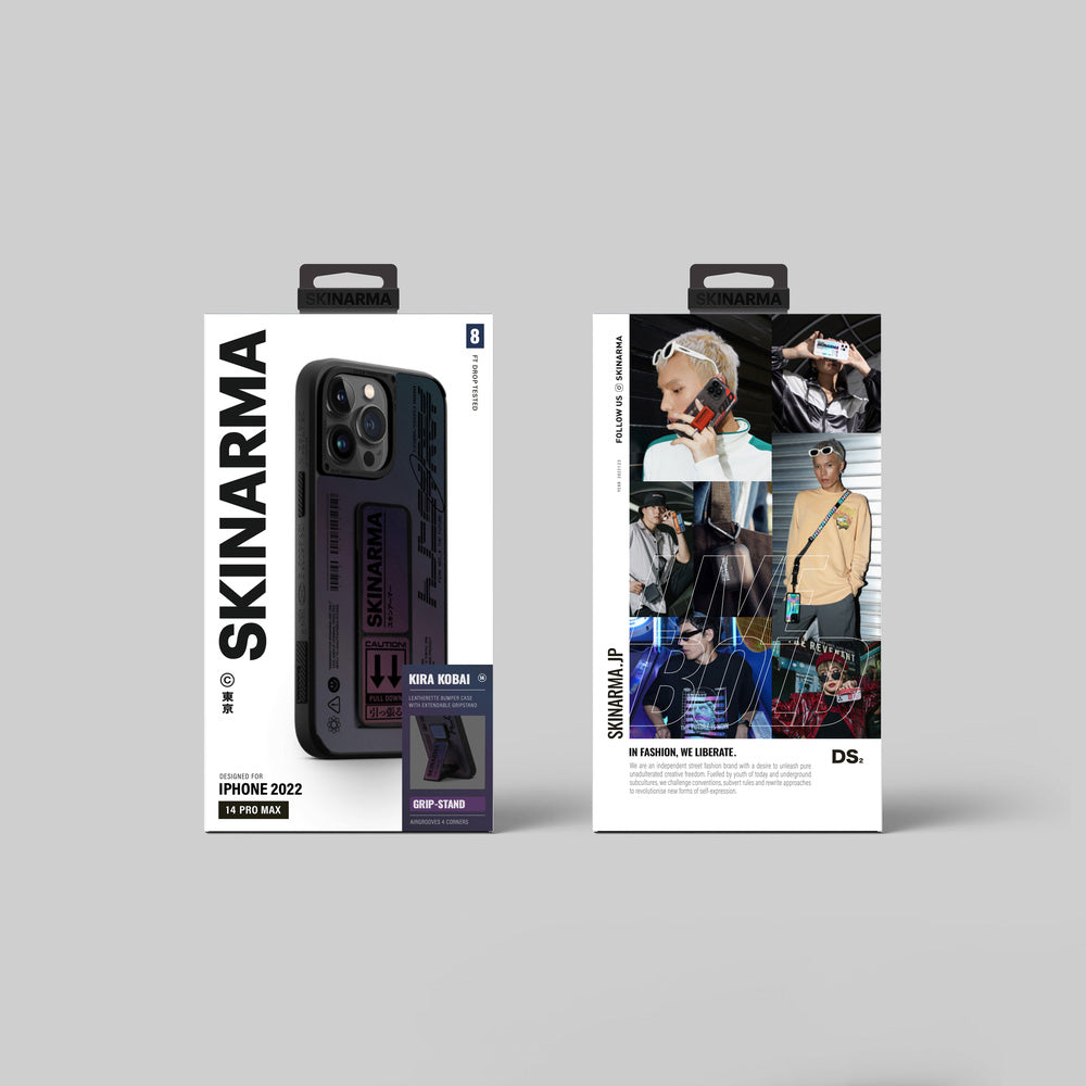 Apple iPhone 14 Pro Max Case SkinArma Holographic Design Stand Leather Look Kira Kobai Cover Colorful