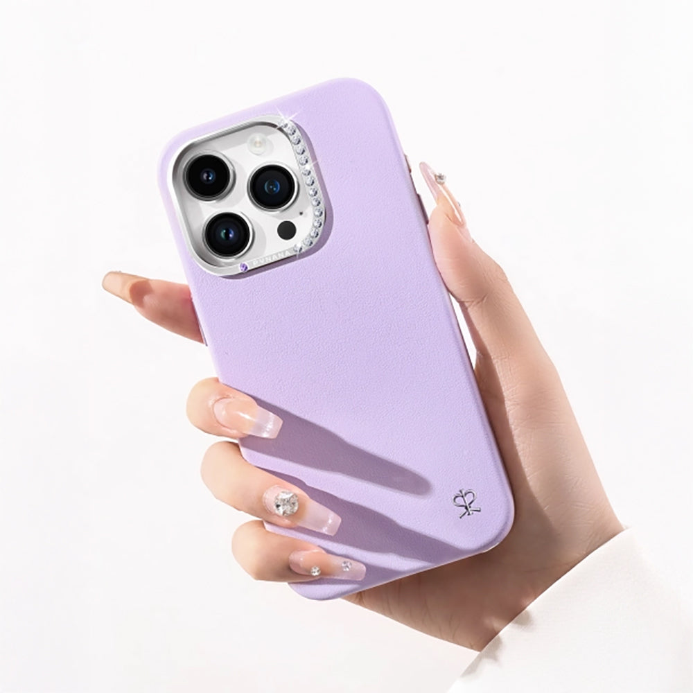 Apple iPhone 14 Pro Max Case Faux Leather Design Pynana Starry Series Cover Lilac