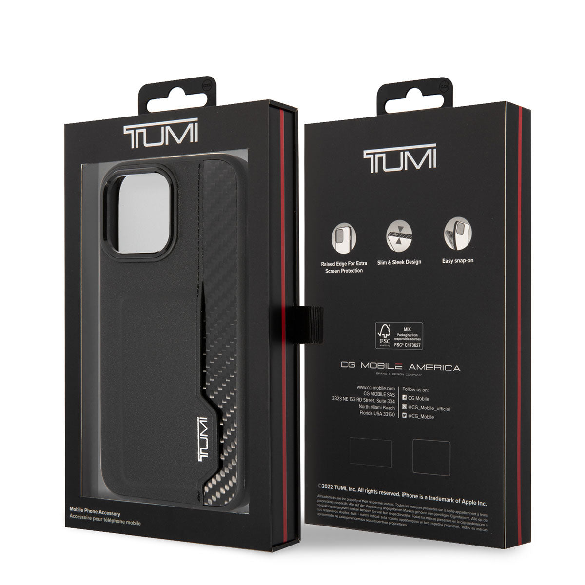 Apple iPhone 14 Pro Max Case TUMI Leather and Genuine Aluminum Card Holder Design Cover Black