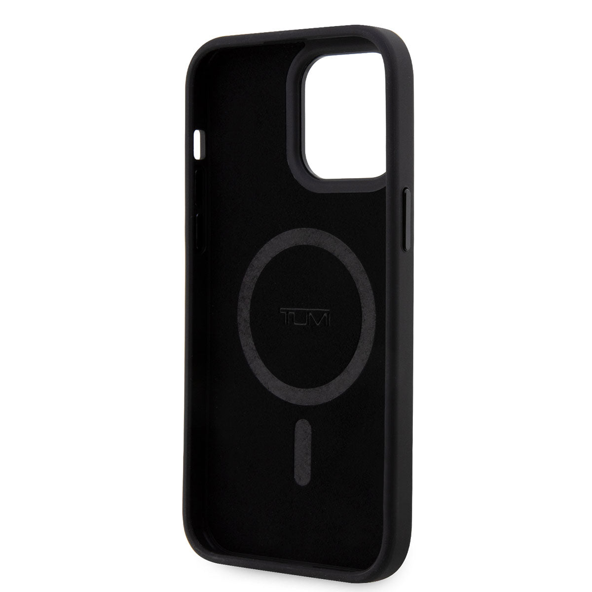 Apple iPhone 14 Pro Max Case TUMI M-safe Charging Feature Leather Dotted Design Cover Black