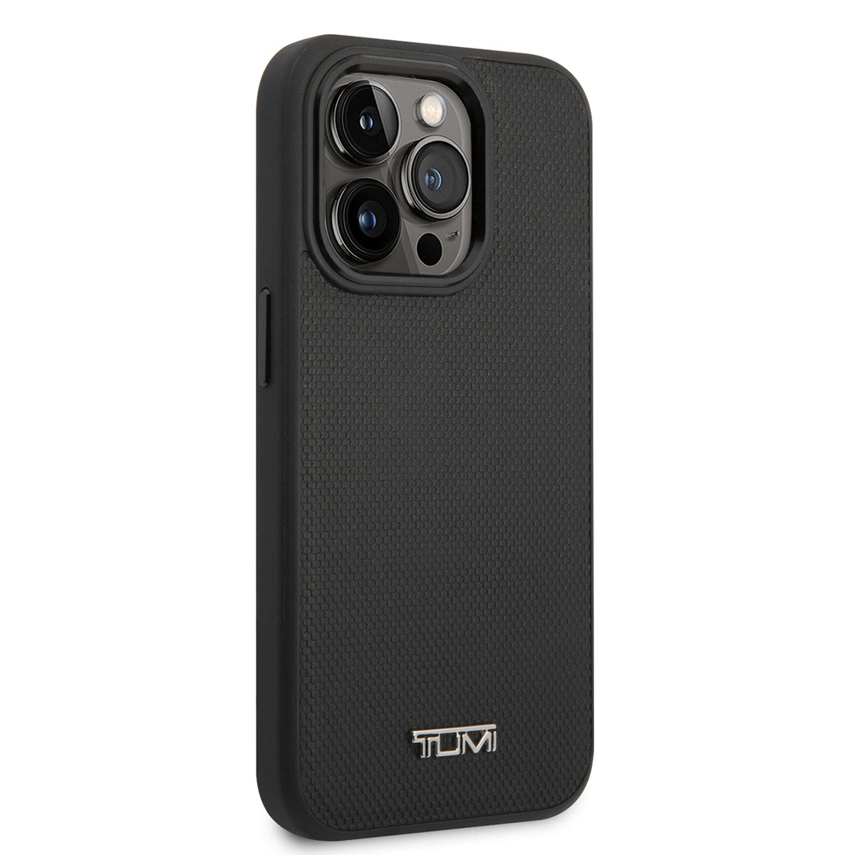 Apple iPhone 14 Pro Max Case TUMI M-safe Charging Feature Leather Dotted Design Cover Black