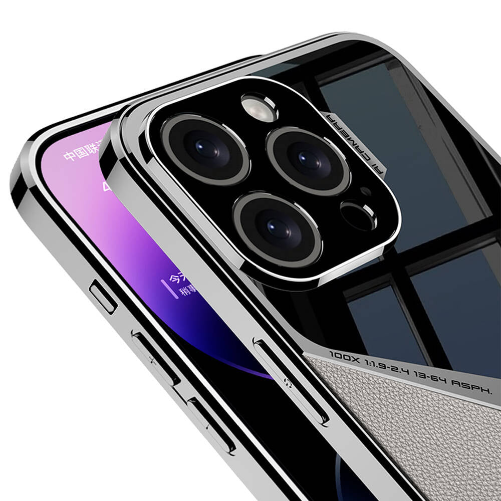 Apple iPhone 14 Pro Max Case Ultra Thin Camera Protection PC + Leather Back Surface Zore X-Pro Cover Black